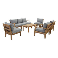 Modern Contemporary Outdoor Patio Sofa, Chair and Coffee Table Set, Wood, Grey Gray Natural