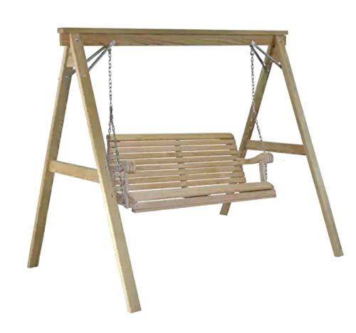 Ecommersify Inc 4Ft Cypress Porch Swing Stainless Steel Fasteners with Pine Wood Swing Stand Made in USA