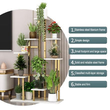 zktoermn 7-Tier Metal Plant Stand Indoor Outdoor, Large Tiered Shelf for Plants/Flowers, for Patio, Balcony, Living Room, Bedroom(Natural)
