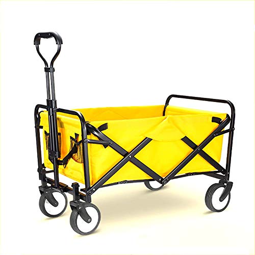 Collapsible Folding Outdoor Utility Wagon Heavy Duty Garden Cart Adjustable Handles and Double Fabric for Sping Picnic Beach