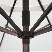 California Umbrella 9' Rd Sunbrella Aluminum Patio Umbrella, Crank Lift, Auto Tilt, Bronze Pole, Jockey Red