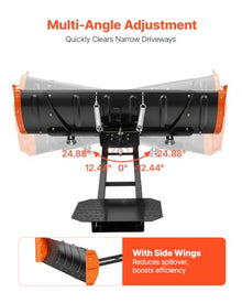 VEVOR Snow Plow Kit 43 in/60 in Width Adjustable Plow Attachment Side Wings