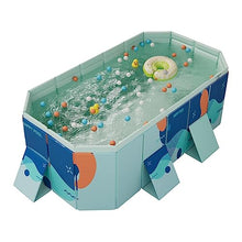 TQQEPOOL Foldable Kiddie Pool,Hard Plastic Swimming Pool for Kids,Summer Portable Kids Play Pool Dog Water Pond Pet Bathing Tub Wash Tub Toddlers Ball Pit (Color : Blue, Size : 2.1m)