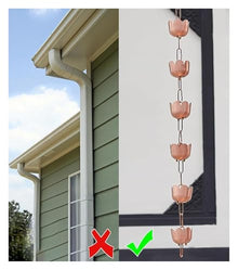 WKNHHL Rain Chain,Rain Chain for Downspout, Divert Water for Garden Rain Gutter/House Eaves Drainage, Flower Copper Rain Catcher, Adjustable Decoration Downspout Chain,2.4 m (7.8ft)