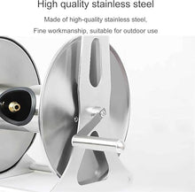 DOIBG Retractable Hose Cart Stainless Steel Garden Hose Reel,Heavy Duty Removable Hose Reel,Wall/Floor Mounted Metal Water Hose Reel-Rack+35m Hose