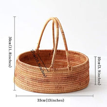 Rattan Oval Picnic Basket Easter Basket Grocery Basket, Brown (Color 2 piece set)