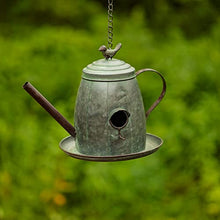 Hanging Metal Teapot Birdhouse/Feeder Decor (Set of All 6 (1 of Each), Galvanized Finish)