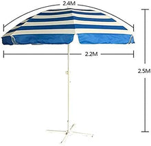 Housewares Sun Parasol Umbrella Garden 2.4m Striped Beach Umbrella Umbrellas, with Three-layer 8 Metal Reinforced Support Frames, for Outdoor Cafe Balcony Pool Without Base (Color : (Red)