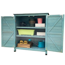 DFEDHF Wooden Potting Bench with Storage Cabinet and Waterproof Box Outdoor Garden Table with 2 Shelves and Tool Organizer for Backyard Or Patio, One Color-Blue