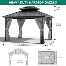 GAOMON Hardtop Double Roof Gazebo with Netting and Curtains Gray