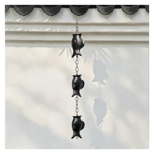 RNLFSP Weather Resistant Rain Chain with Fish Design, Aluminium Alloy