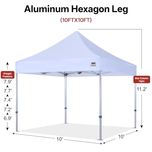 ABCCANOPY Aluminum Hexagon Tent 10x10 Commercial 600D Canopy White