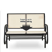 HIHELO Outdoor Rocker Garden Bench Loveseat Sofa Bench Perfect for Garden Patio Front Porch Back Yard - Dark Grey/Beige (Color : 1)