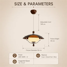 THJS8 Retro Sector Pendant Light Fixture, Brown Acrylic with Cream Globe