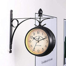 Wall Clock, Outdoor Garden Wall Clock, 9 Inch Double Sided Wrought Iron Garden Clock Waterproof Outdoor Clock Indoor Outdoor Decoration Outside Clock Station Q,A