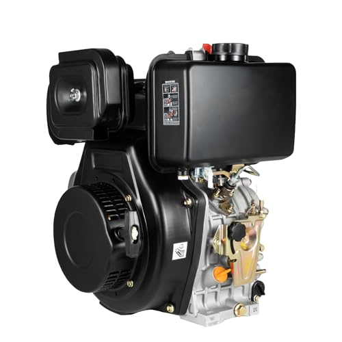siohdagu 10HP 4 Stroke Diesel Engine, 418CC 6300W Single Cylinder Air-Cooled Diesel Motor, 186FA Vertical Horizontal Engine Diesel Tiller Motor, Diesel Engine Machinery for Farmland Operation