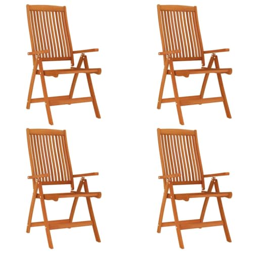 LASWWQMRF 4 Pcs Folding Patio Chairs Solid Eucalyptus Wood Armchairs