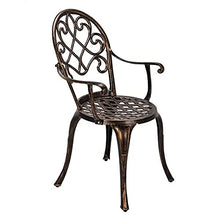 DUYHBAWRS European Cast Aluminum Outdoor 3 Piece Patio Bistro Set of Table and Chairs with Ice Bucket Bronze Furniture