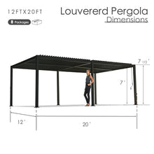 Kozyard Outdoor Louvered Pergola 12' x 20' Sun Shade Aluminum Patio Shelter