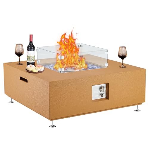 Outdoor Fire Pit Table for Patio Propane fire Table Outside Gas Square Metal Rectangular