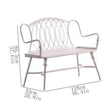 GRFIT Outdoor Bench Vintage Iron Bench, Backrest for Patio, Garden, Cafe, Double Chair, Leisure Chairs for Balcony, White Garden Bench