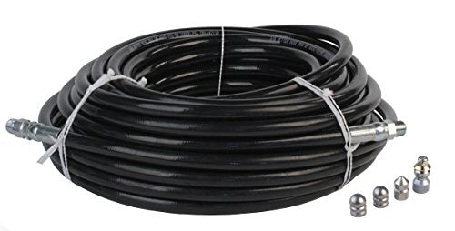 Schieffer Co. Sewer Jetter Hose & 4 Nozzles 3/8in x 250ft 4400 PSI Stainless Steel