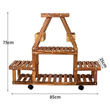 OJKJGYTF Plant Stands,Balcony Living Room Indoor Wheeled Multilayer Flower Stand,Wood Flower Shelf Can Move Flower Standnishings