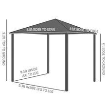 Outsunny 11' x 11' Hardtop Gazebo with Metal & Acrylic Roof, Wood Frame, Bark Brown