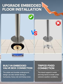 WCQQ 316 Stainless Steel Outdoor Floor Shower with 3 Functions, Freestanding 10" Headshower & Handheld Shower for Backyard Patio Relaxation/Easy Garden Clean (Brushed nickel)