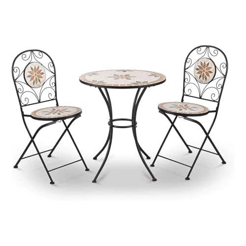DUYHBAWRS Indoor/Outdoor 3-Piece Bistro Set Folding Table and Chairs Patio Seating