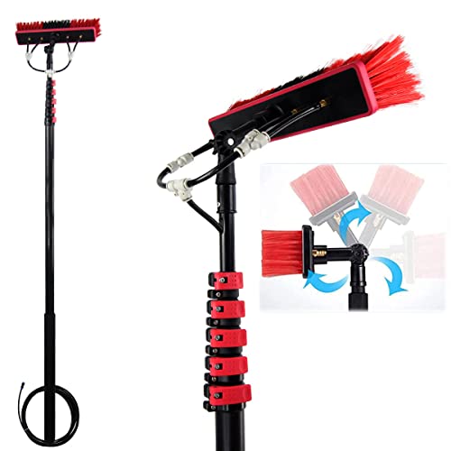 wzfdm Telescopic Rod Water Brush, Window and Solar Cleaning Pole W/Water fed Telescopic Brush/Brush Window and Solar Panel Cleaning System Windows Cleaning Washing Tool,12FT/3.6M