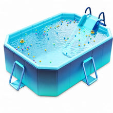 Large Above Ground Pool, Rectangular Swimming Pool with Slide for Family