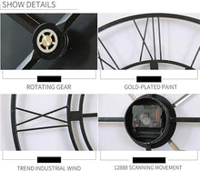 PPXCZZ 76cm Large Retro Silent Wall Clock, Black Wrought Iron Vintage Roman Numerals, No Ticking, Indoor Outdoor Garden Decor(Type a)