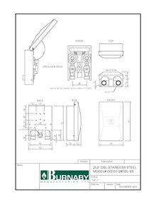 Burnaby Manufacturing Ltd 2# Double Gas Plug™, Stainless Steel, 1/2" Rear NPT Inlet, 2 x 3/8" Quick Disconnect Outlets