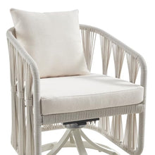 Breeze Cream Metal Outdoor Swivel Dining Chair with Pearl Cushions
