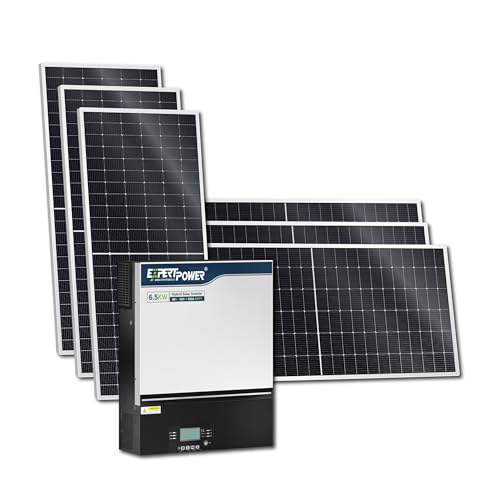 ExpertPower 3240W Solar Power System Kit | 48V - 120V 6.5KW Hybrid Solar Inverter, 540W Bifacial Solar Panels x 6, 120A MPPT Controller | Residential, Back Up, Home, Cabin, Off Grid