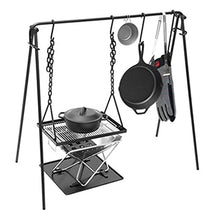 Camping Tripod Grill Swing Campfire Cooking Stand BBQ Grill With Hooks Accessories Bag For Outdoor Picnic Cookware Dutch Ove Portable Design (Color : Black Size : 90x57x87cm) (Black 90x57x87cm)