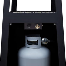 Real Flame Ferro 70" Chiminea Outdoor Propane Fire Pit with Hidden Propane Tank Storage, 50,000 BTU Gas Fireplace, Firepit with Storage Cover.