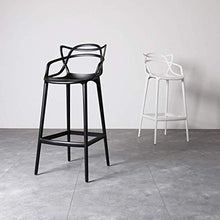 European Creative Bar Chair - Elegant, High Backrest, Multi Color (Black, Gray, White) - 75cm - Metal Frame, Polypropylene Seat - Barstool