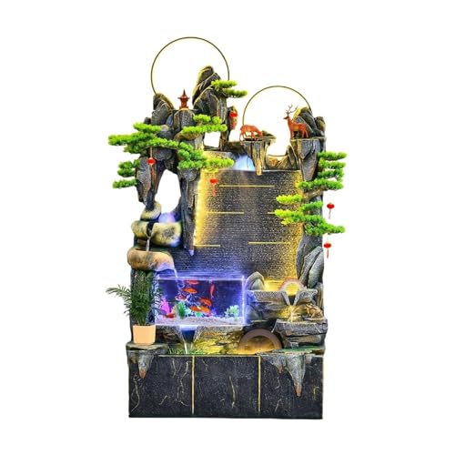 GLigeT Outdoor Water Fountain Large Rockery Water Fountain Decoration, Living Room Fish Tank Circulating Water Wheel Landscaping, Office Water Feature Decoration Outdoor Fountain (Size : M), Medium