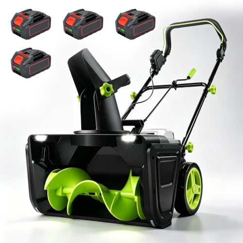 HASORVLUK Cordless Snow Blower, Brushless Motor, 20 Inch Clearing Path 4Bat