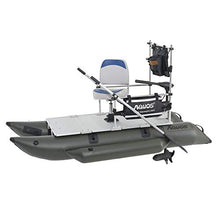 AQUOS Heavy-Duty Inflatable Pontoon Boat 8.8ft with Trolling Motor Transom Hand Control 12V 55LBS
