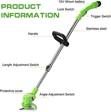 JOMRTS Electric Lawn Mower 12V Rotary Electric Lawn Mower Rechargeable Portable Telescopic Garden House Mowing Machine Lightweight Garden Weeding Pruning