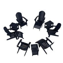 WestinTrends Tuscany 6 Person Folding Adirondack Seashell with Side Table and Folding Ottoman, Navy Blue