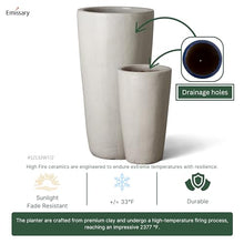Emissary Home and Garden Tall 22.5in., 36in. H Distressed White Ceramic Round Planters with Drainage Hole (Set of 2)