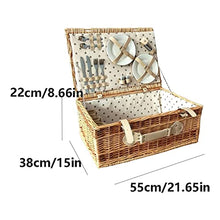 Storage Basket,Wicker Picnic Sets for 4 Persons, Outdoor Hand Woven Fruit with Utensils Cutlery, for Family, Party, Camping