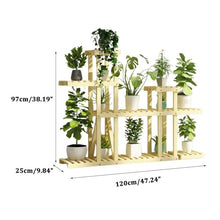 Wood Plant Stand Indoor Outdoor Flower Rack Multi Layer Flower Shelf Rack Higher And Lower Plant Holder Large Capacity Plant Display Rack Floor Standing Ladder Frame For Garden Balcony Patio