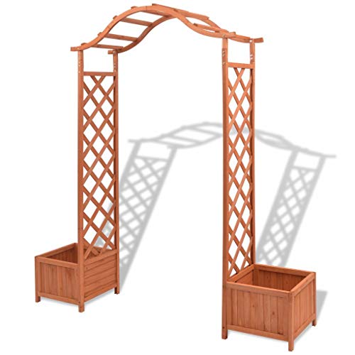 Benkeg Garden Arbor Garden Arch Trellis Rose Arch with 2 Planters Box