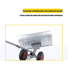 ZGFUSVFD Snow Shovels, Rolling Snow Pusher 10in Wheels, Heavy Duty Metal Snow Pusher with Adjustable Height and Angle for Driveway, Garden, Pavement Cleaning (Size : Single Pole) (Black Double Pole)