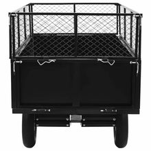 Heavy-Duty Tipping Trailer for Lawn Mower, 661 lbs Capacity Utility Garden Cart, Detachable Metal Steel Dump Trailer for Yard Waste, Soil and Building Materials Transport